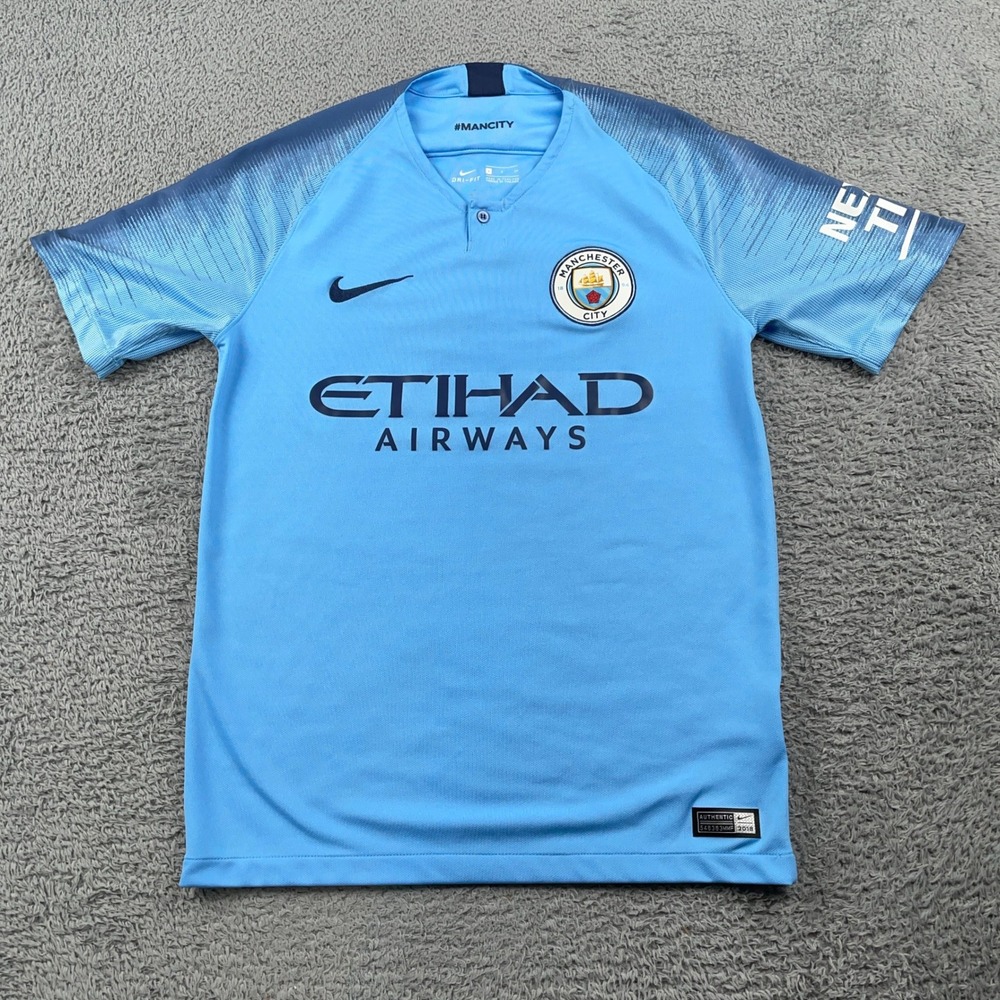 Manchester City Jersey Mens Small Blue 2018 2019 Home Soccer Football EPL Shirt